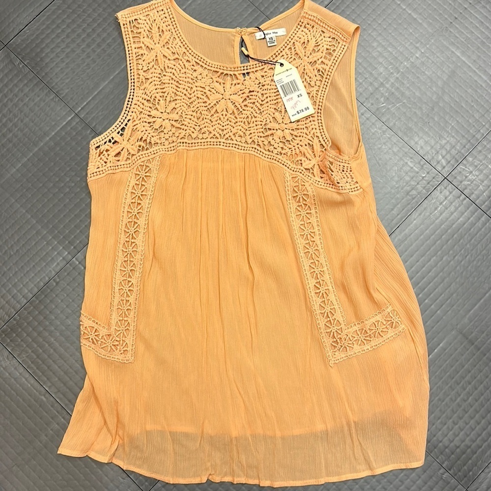 SOPHIE MAX PEACH FLOWY BOHO TANK BLOUSE SIZE XS NWT